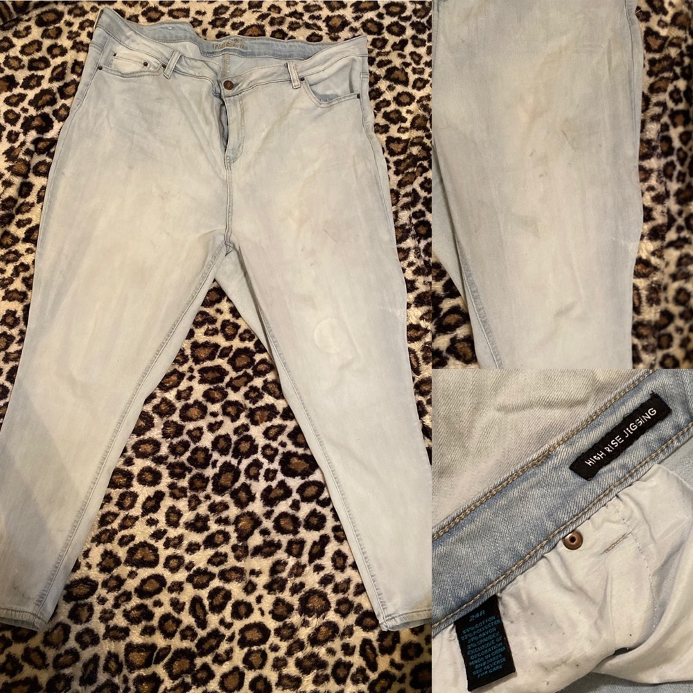 Plus size High rise dirty denim